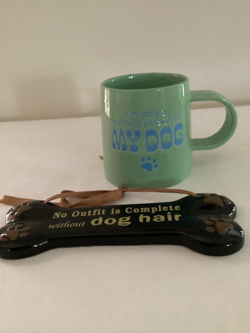 Funny Dog Theme Mug and Ceramic Bone-shaped Plaque